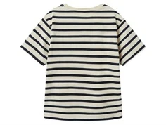 Råhvid t-shirt med mørkeblå striber fra name It Kids 13240705 white swan bagfra